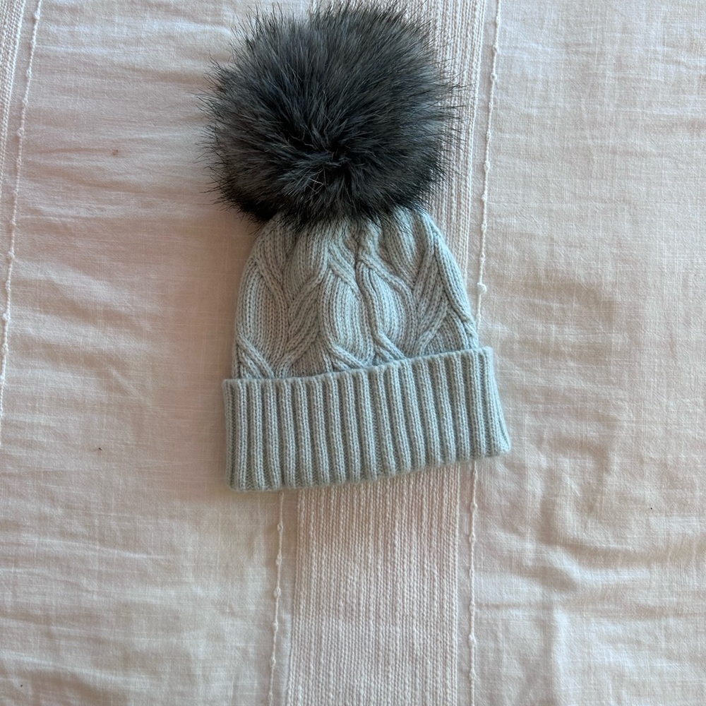 The North Face Kids' Gray Knit Beanie with Pom-Pom